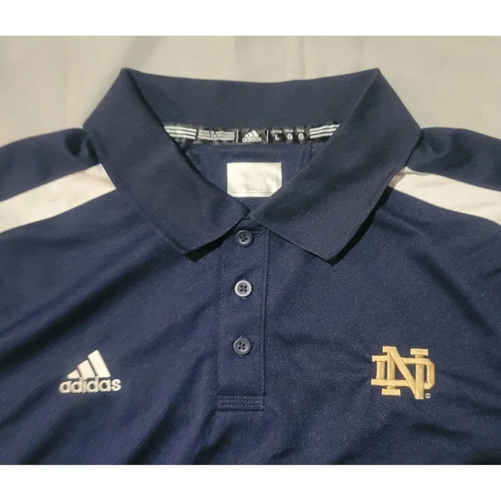 Notre‎ Dame Fighting Irish Mens Large L Golf Polo Shirt Adidas Climalite Euc